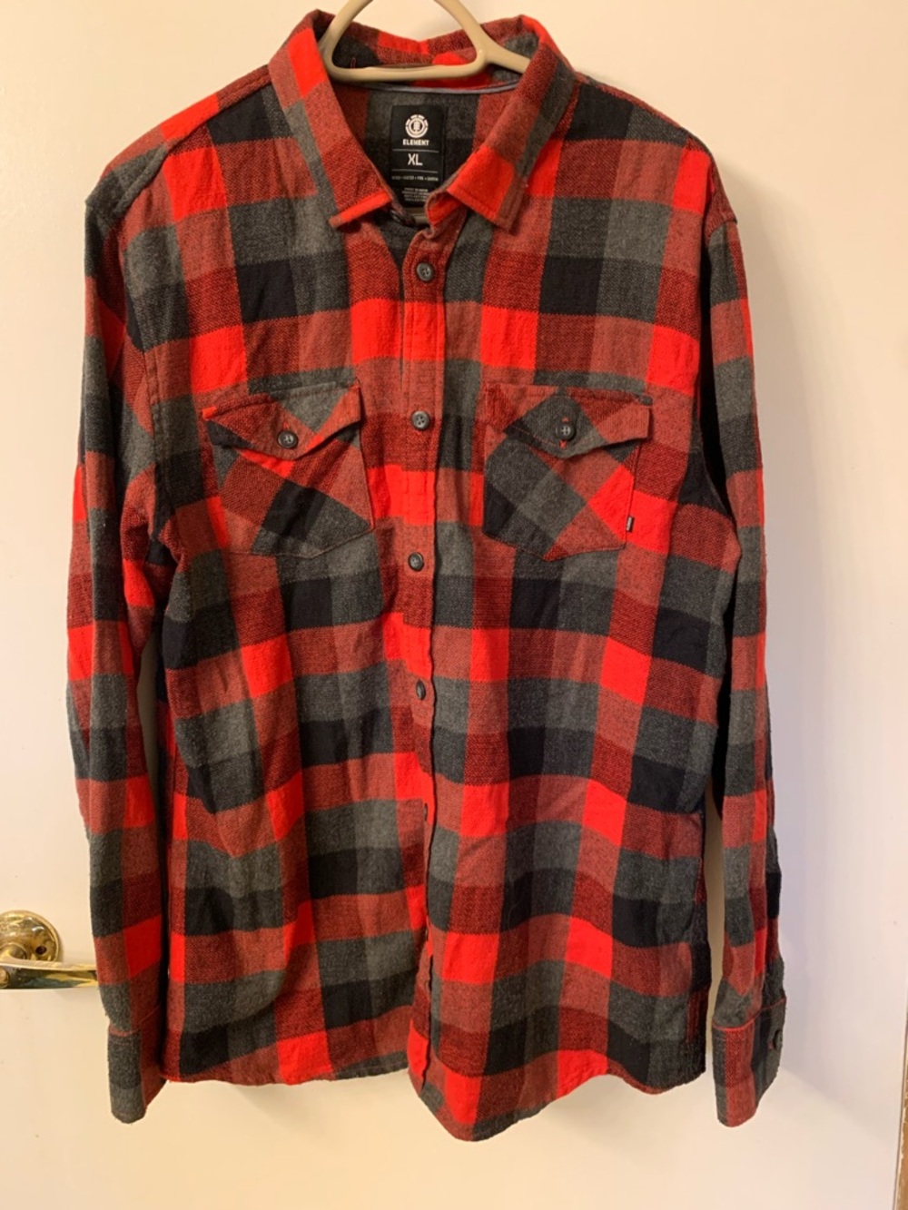Element Red and Black Plaid Button-Down Shirt